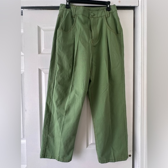FARM Rio NWOT High Waist Pleat Wide Leg Pants Green Size 29 - Picture 4 of 6